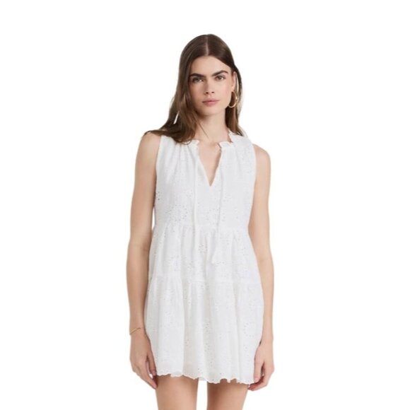 BB Dakota The Papaya Dress NWT White Sleeveless Eyelet Mini Dress Size Large - Picture 1 of 14
